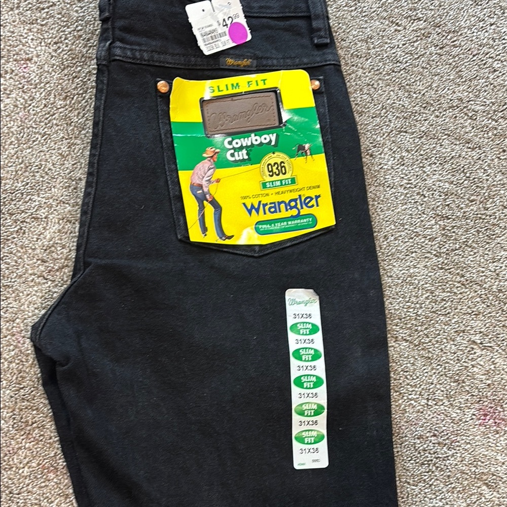 Wrangler Black Slim 31x36 Jeans NWT cowboy cut